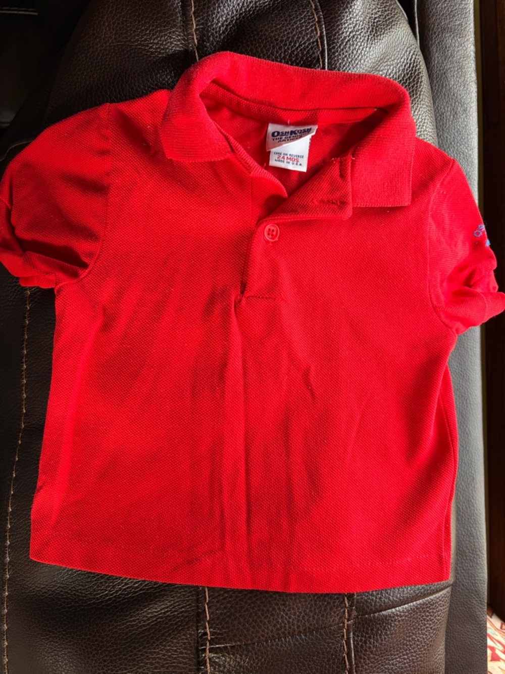 OshKosh B'gosh Bright Red Short-Sleeve Polo 1990’s 24 months
